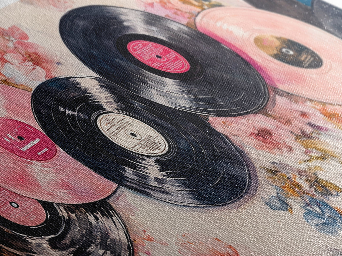 Vinyl Record Nostalgia Canvas Print Featuring Music Wall Art Retro Wall Art Pink Wall Art Moody Art Rustic Art Guest Room Living Decor