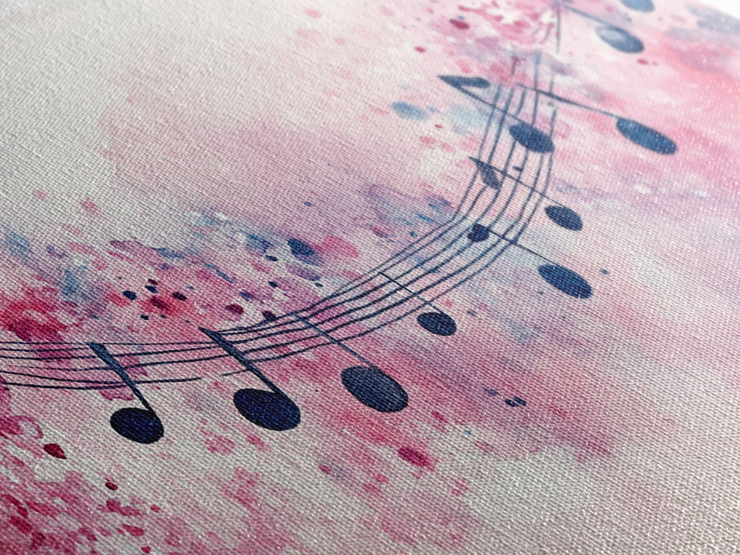 Music Notes Canvas Print Pink Abstract Art Musical Gift Idea Therapy Room Decor Boho Minimalist Wall Art Living Room Accent