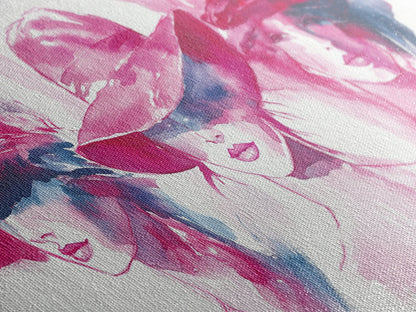 Elegant Hat Ladies Canvas Print, Feminine Pink Abstract Art with Fashion Illustration, Unique Gift Idea for Her Wall Decor