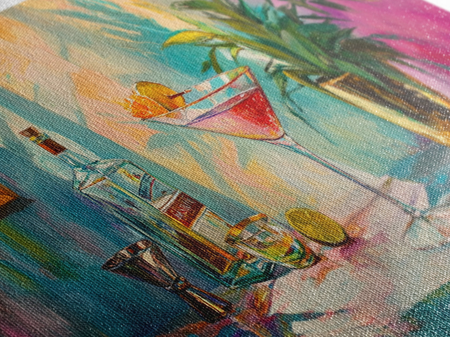 Martini Cocktail Canvas Print Colorful Bar Wall Art Vibrant Foodie Home Decor Gift Idea Kitchen Modern Party Drink Art Living Room