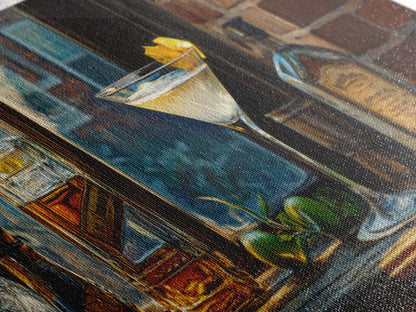 Rustic Martini Art Framed Canvas Print - Cozy Espresso Martini Wall Art - Fall Home Bar Decor - Kitchen Food Review Kitchen Art