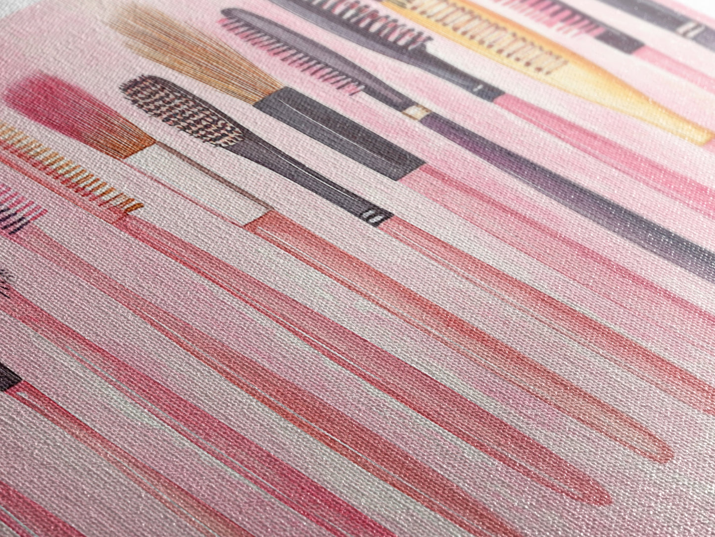 Hairbrush Collection Canvas Print Whimsical Art Pink Wall Art Fun Boho Aesthetic Bathroom Decor Vertical Art Unique Gift Idea