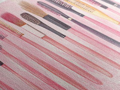 Hairbrush Collection Canvas Print Whimsical Art Pink Wall Art Fun Boho Aesthetic Bathroom Decor Vertical Art Unique Gift Idea