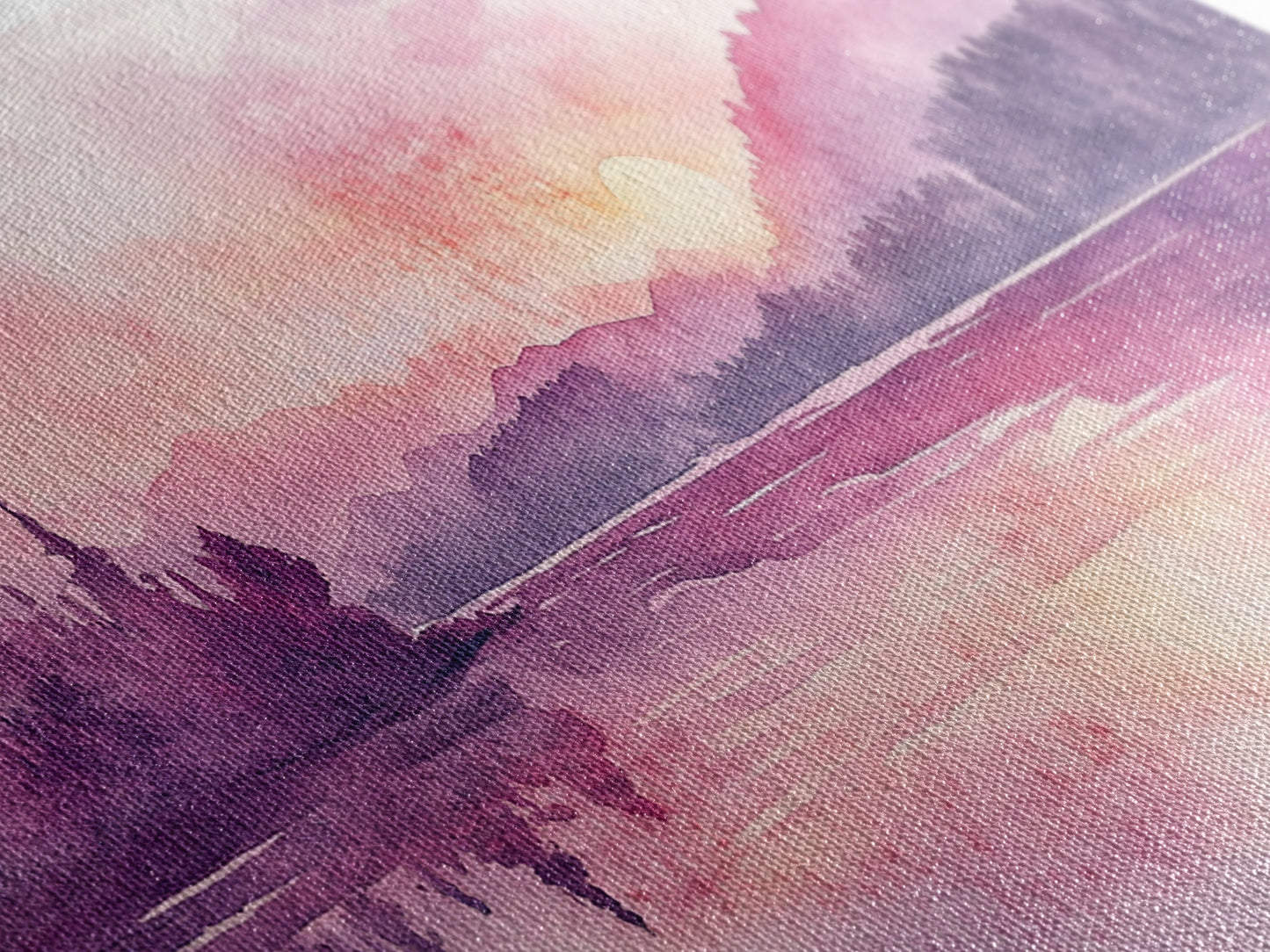 Sunset Landscape Art Framed Canvas Print Pink Orange Wall Art Living Room Art Panoramic Painting Above Couch Art Coastal Decor