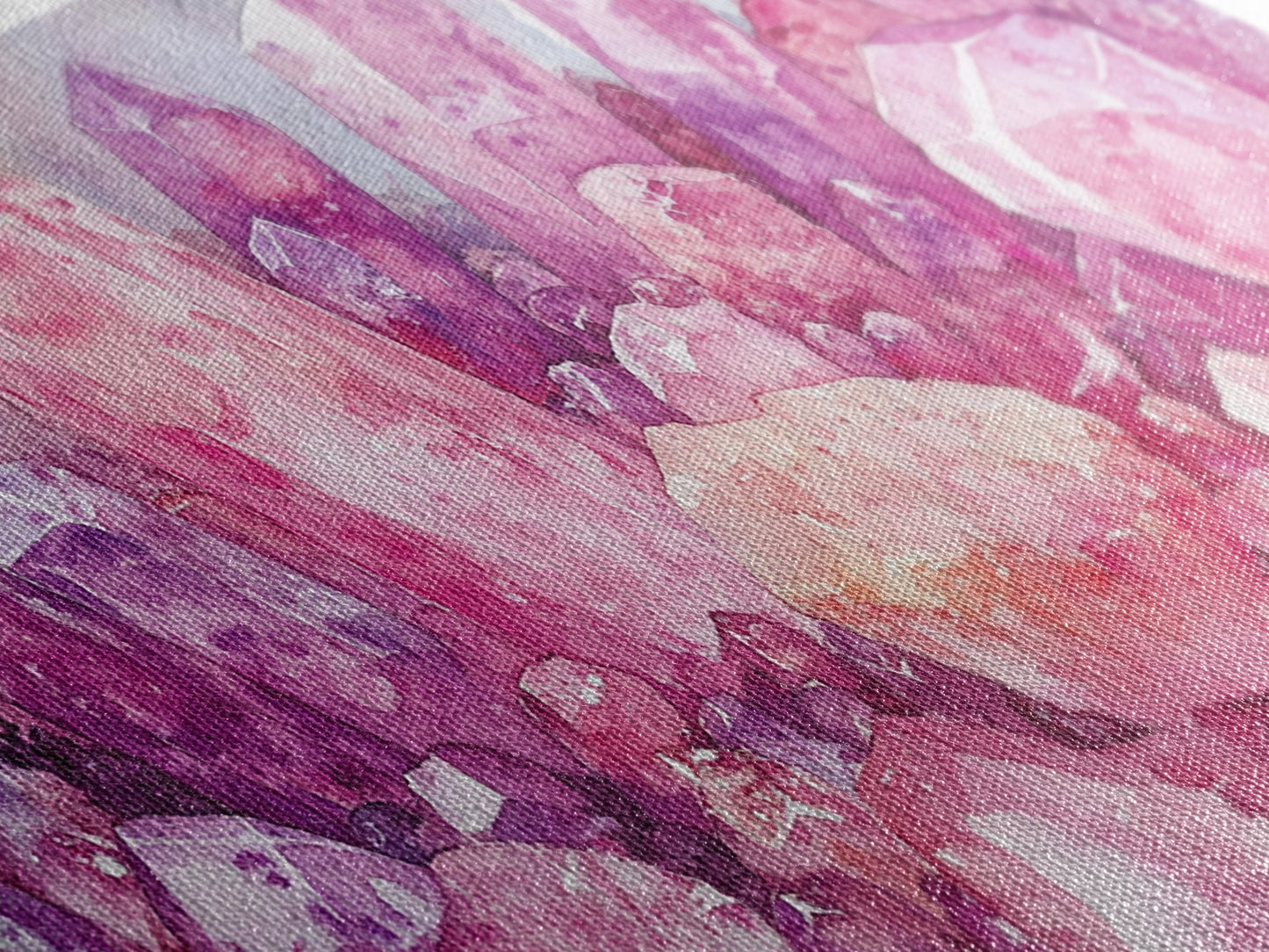 Pink Gemstone Art Framed Canvas Print Sacred Geometry Wall Art Whimsical Art Vertical Wall Art Bedroom Decor Unique Gift Idea