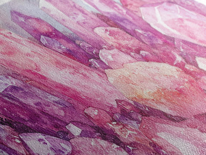 Pink Gemstone Art Framed Canvas Print Sacred Geometry Wall Art Whimsical Art Vertical Wall Art Bedroom Decor Unique Gift Idea