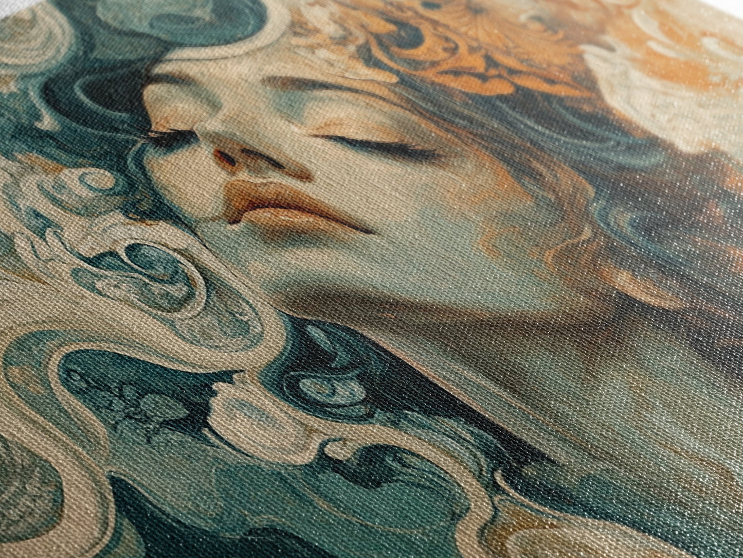 Art Nouveau Framed Canvas Print Featuring Goddess Art and Botanical Prints Beautiful Feminine Inspired Bedroom or Guest Room Art