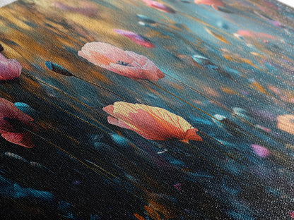 Twilight Wildflower Canvas Print Moody Art Poppy Painting Botanical Wall Art Whimsical Living Room Autumn Rustic Floral Decor