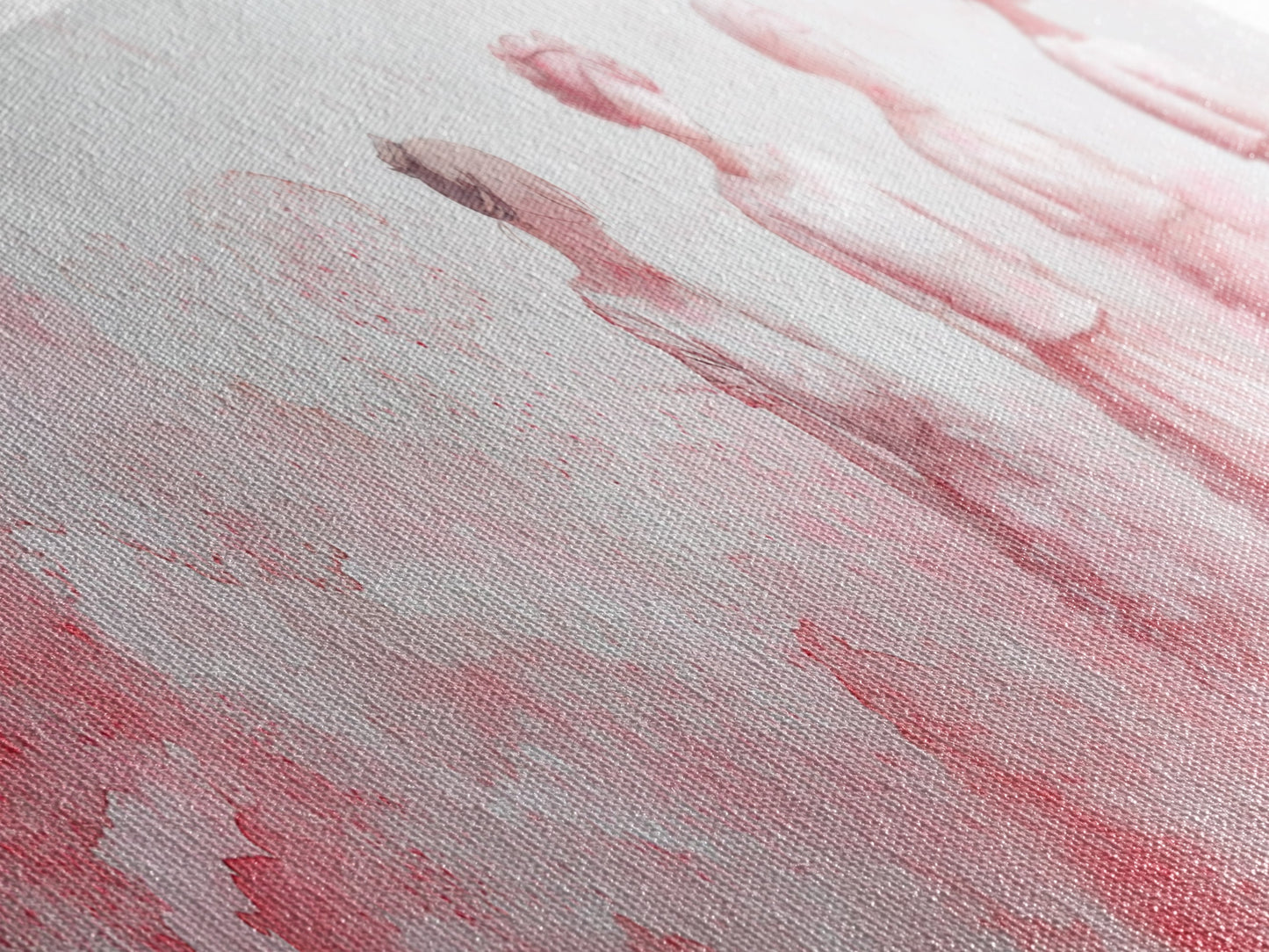 Four Women Canvas Print in Pink Abstract Art Style, Feminine Whimsical Aesthetic, Minimalist Living Room or Guest Room Horizontal Art