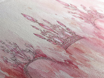 Royal Tiaras Canvas Print Pink Abstract Art Whimsical Decor Goddess Art Wall Art Bedroom Art Princess Aesthetic Horizontal Decor