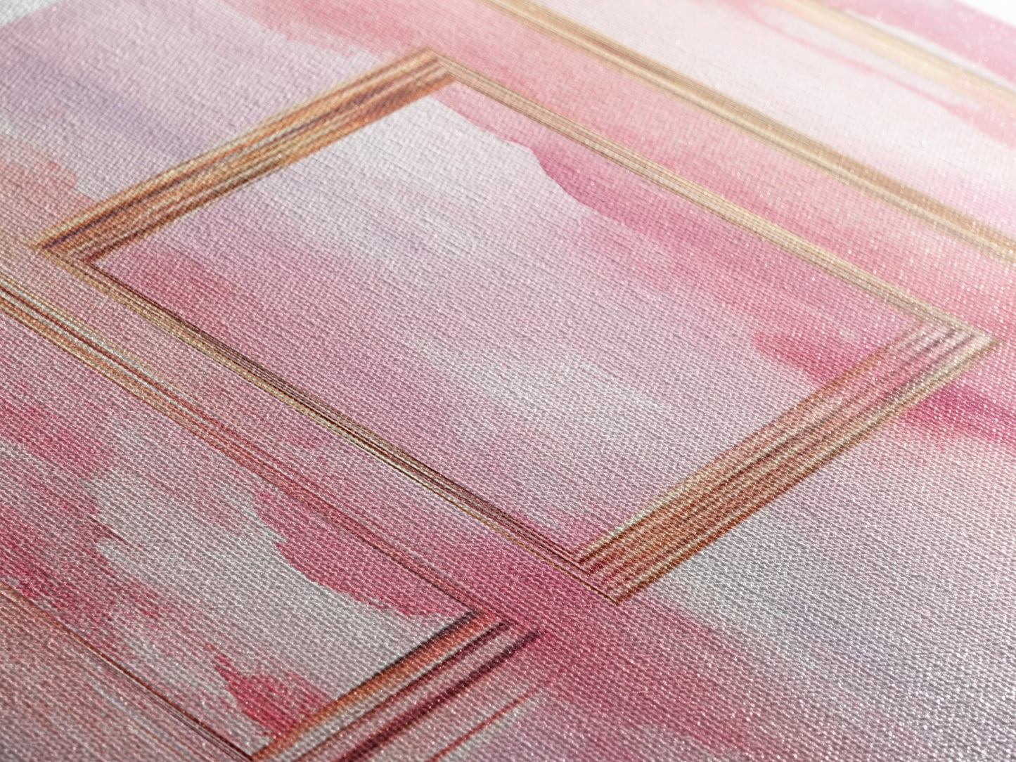 Golden Frames Canvas Print Light Pink Wall Art Minimalist Decor Modern Artistic Horizontal Artwork Boho Home Gift Idea