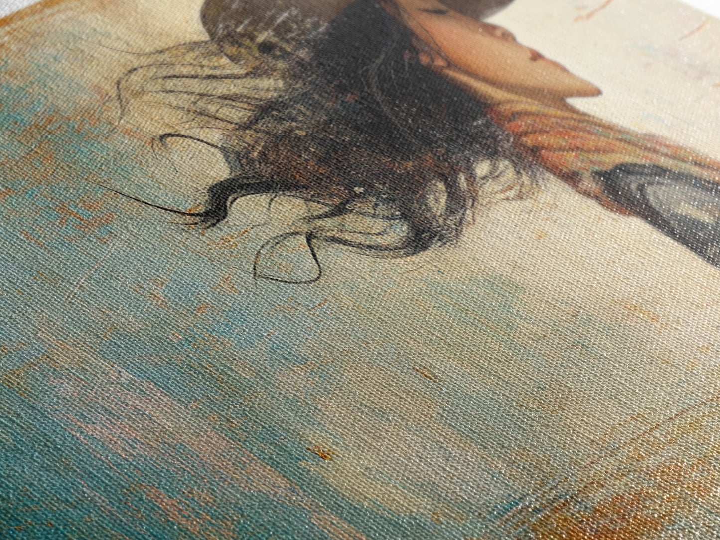 Cowgirl Canvas Print Southwest Wall Art Minimalist Boho Art Afrocentric Painting Extra Wide Horizontal Artwork Decor