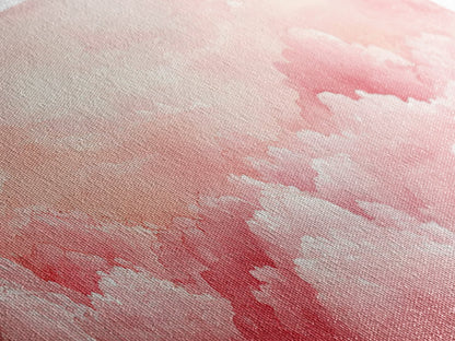 Pink Cloudscape Framed Canvas Print Light Pink Wall Art Above Sofa Horizontal Art Moody Sky Coastal Decor Gift Idea For Her Bedroom Art