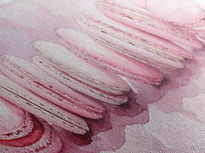 Whimsical Macarons Pink Wall Art Framed Canvas Print Extra Wide Horizontal Dessert Painting Food Review Kitchen Art