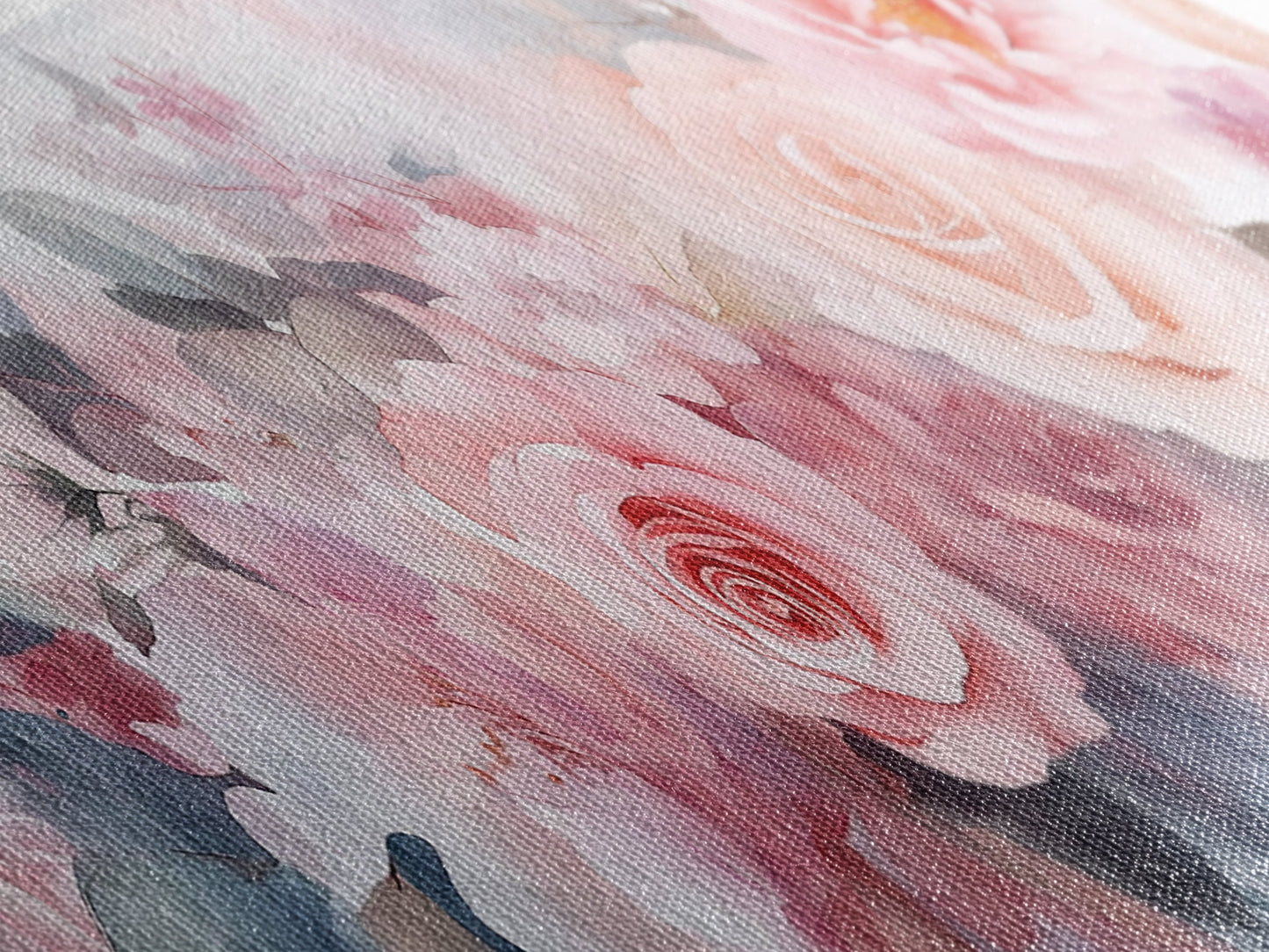 Floral Bloom Canvas Print, Rose Painting with Soft Pastel Tones, Romantic Botanical Prints for Bedroom or Guest Room Decor