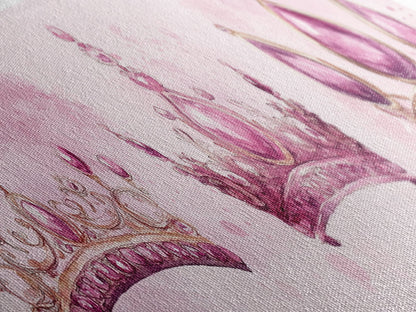 Pink Regal Crowns Canvas Print Gemstone Painting Royal Artwork Pink Abstract Art Above Bed Wall Art Feminine Glam Room Decor Gift