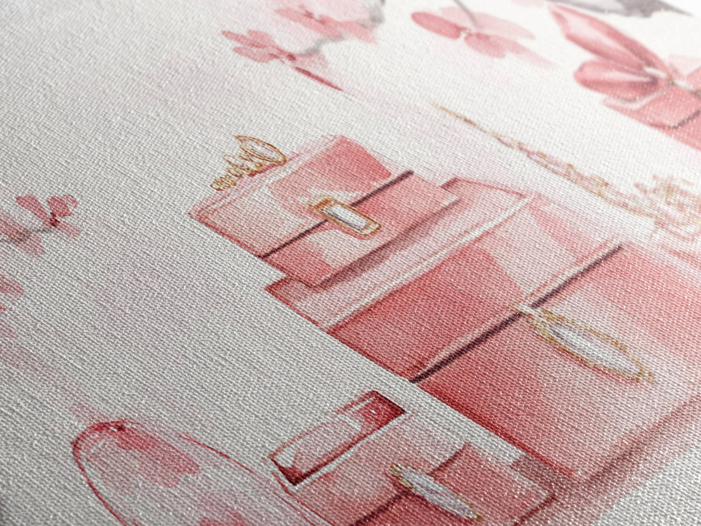 Cherry Blossom Canvas Print, Botanical Framed Canvas Art, Light Pink Wall Art, Bedroom or Guest Room Art, Feminine Nature-Inspired Decor