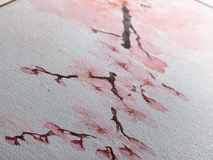 Cherry Blossom Framed Canvas Print, Japanese Sakura Wall Art, Light Pink Decor, Minimalist Botanical Artwork, Bedroom or Living Room Art