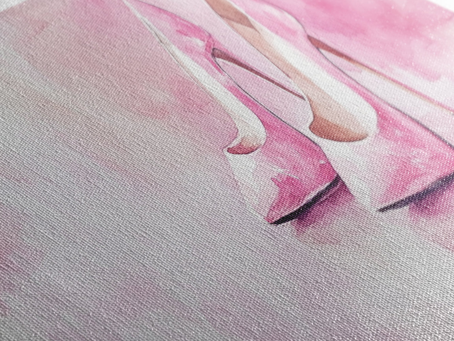 Elegant Pink Heels Canvas Print, Fashion Artwork, Pink Abstract Art, Minimalist Wall Art, Feminine Decor, Light Pink Bedroom Art