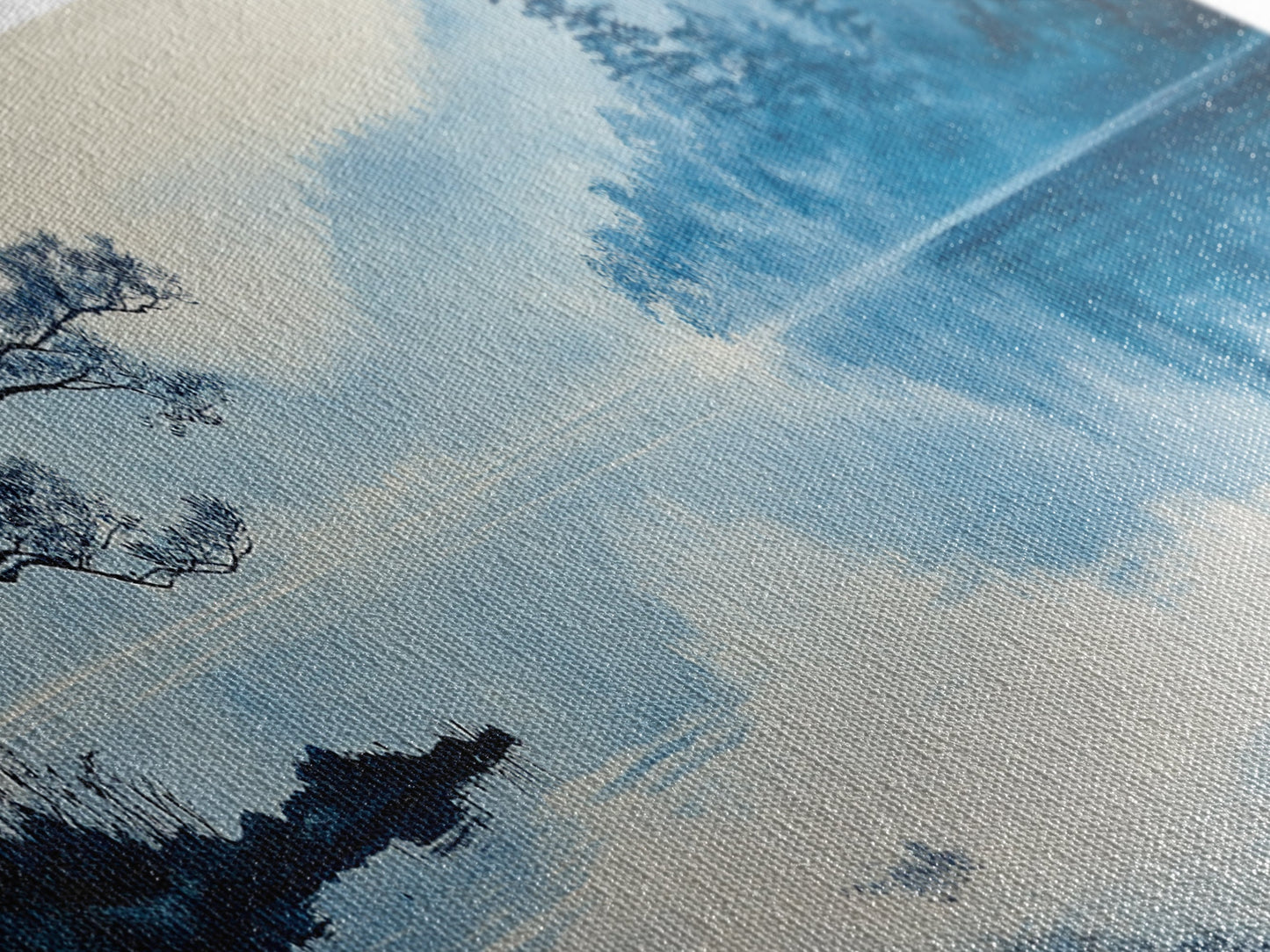 Serene Blue Lake Landscape Canvas Print, Pine Tree Art, Smoky Mountain Art, Coastal Landscape Art, Bedroom Art, Gift Idea For Him