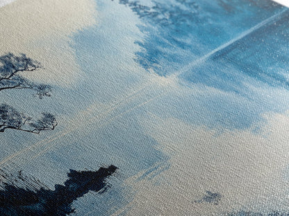 Serene Blue Lake Landscape Canvas Print, Pine Tree Art, Smoky Mountain Art, Coastal Landscape Art, Bedroom Art, Gift Idea For Him