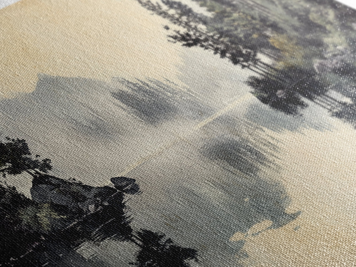 Tranquil Woodland Reflection Canvas Print, Lake Tahoe Art, Smoky Mountain Art, Coastal Landscape Art, Bedroom Art, Rustic Decor