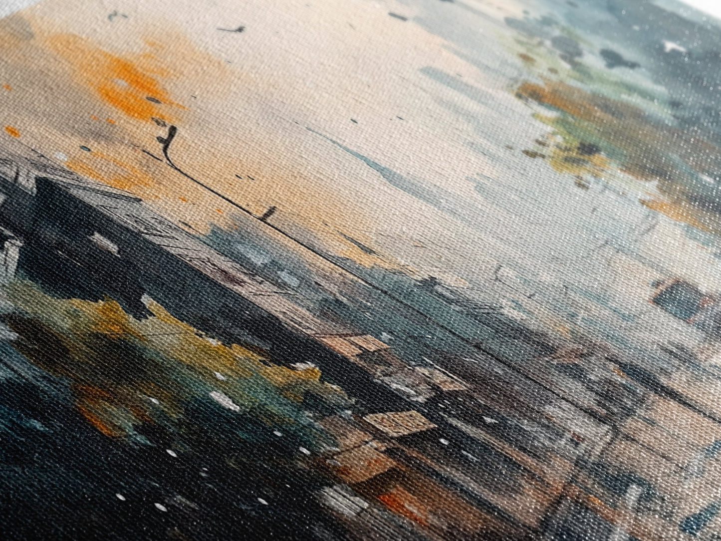 Moody Urban Streetscape Canvas Print, Lofi Art, Southwest Wall Art, Modern Cityscape Art, Above Couch Artwork, Urban Living Room Decor