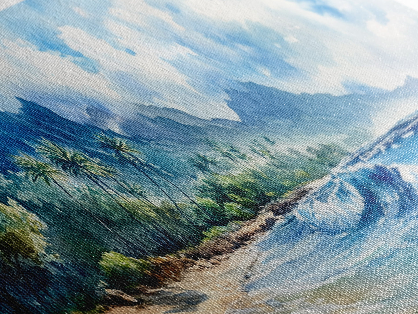 Moody Coastal Seascape Framed Canvas Print - Hawaii Ocean Landscape Painting, Nautical Wall Art, Extra Wide Beach Bedroom Art Decor