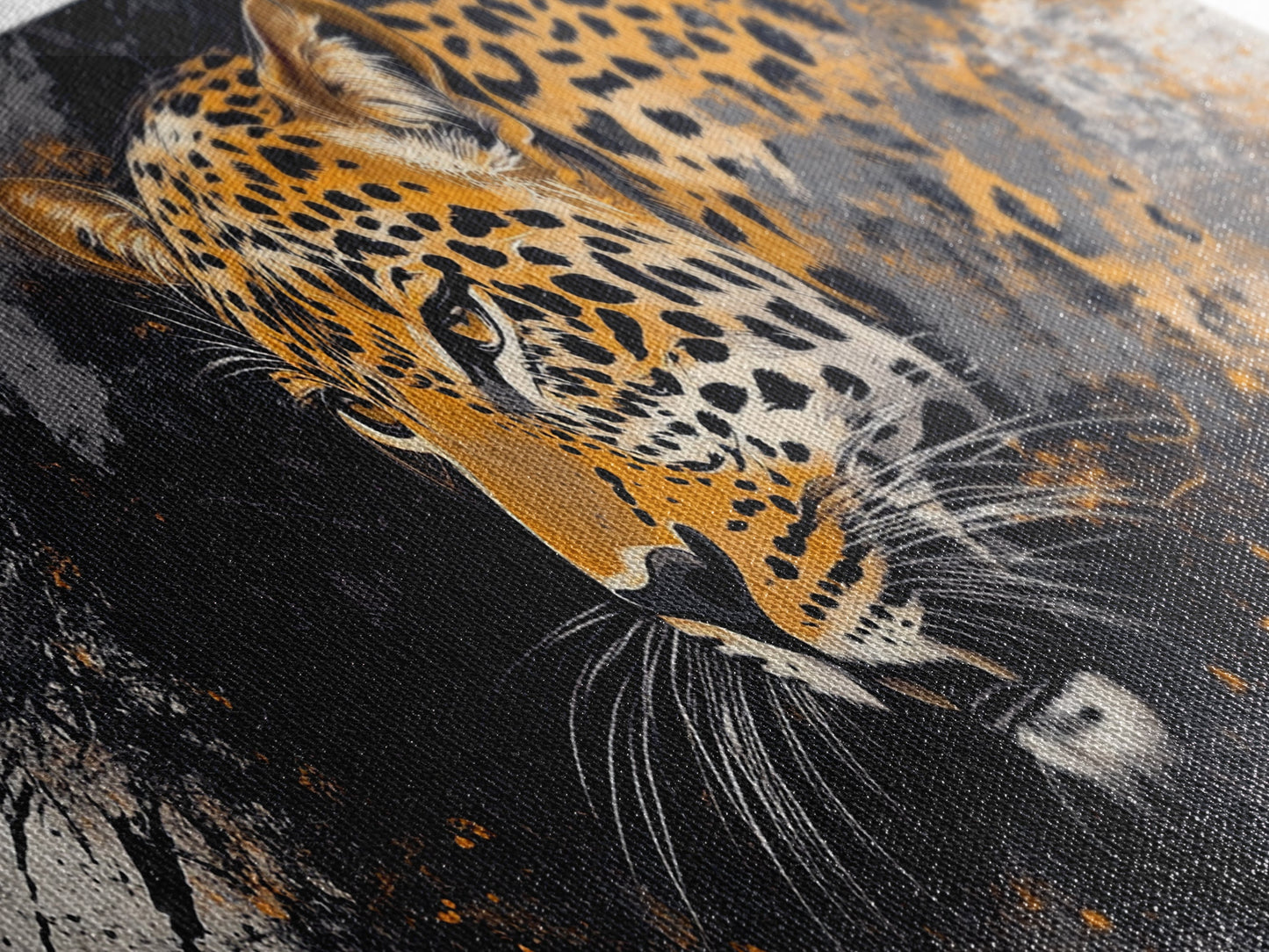 Dynamic Jungle Leopard Framed Canvas Print - Bold Wildlife Painting, African Wall Art, Safari Decor, Gift Idea For Him, Bedroom Wall Accent