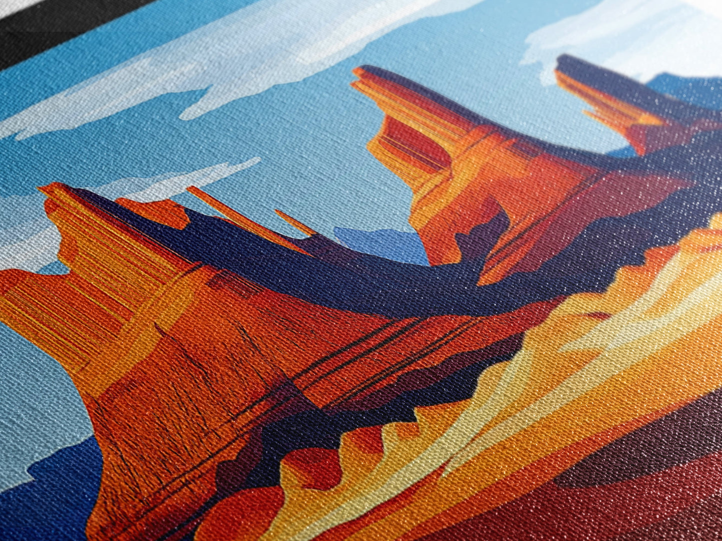 Monument Valley Sunset Framed Canvas Print, Southwest Wall Art, Panoramic Painting, Rustic Art, Landscape Art, Gift Idea, Extra Wide Art