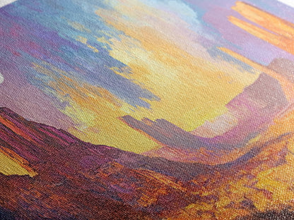 Desert Moonlight Glow Canvas Print, Moody Art, Above Couch Wall Art, Southwest Painting, Bedroom Art, Rustic Wall Decor, Gift Idea