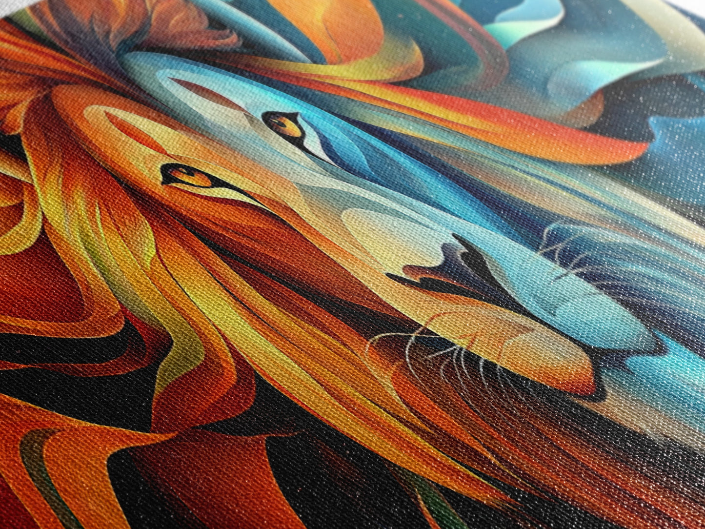 Bold Lion Profile Canvas Print, Whimsical Wall Art, Rustic Decor, Bedroom Art, Living Room Art, Vibrant Painting, Gift Idea