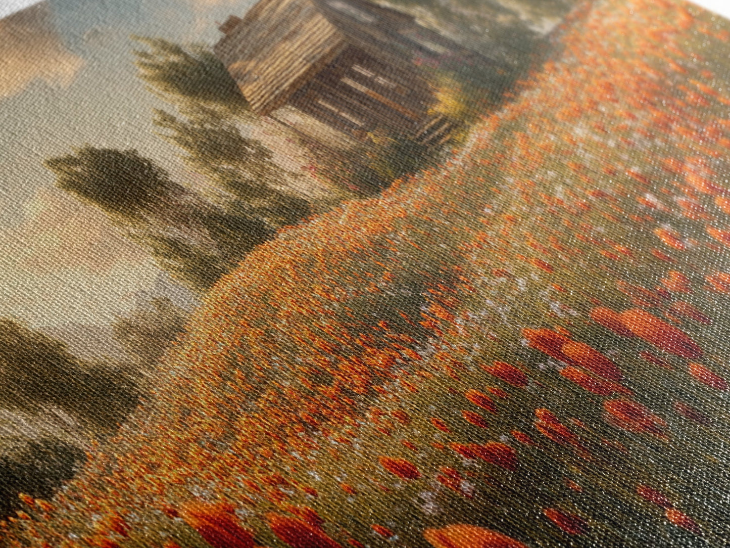 Sunlit Poppy Meadow Framed Canvas Print – Rustic Decor, California Poppy Art, Landscape Painting, Extra Wide Art, Guest Room Art