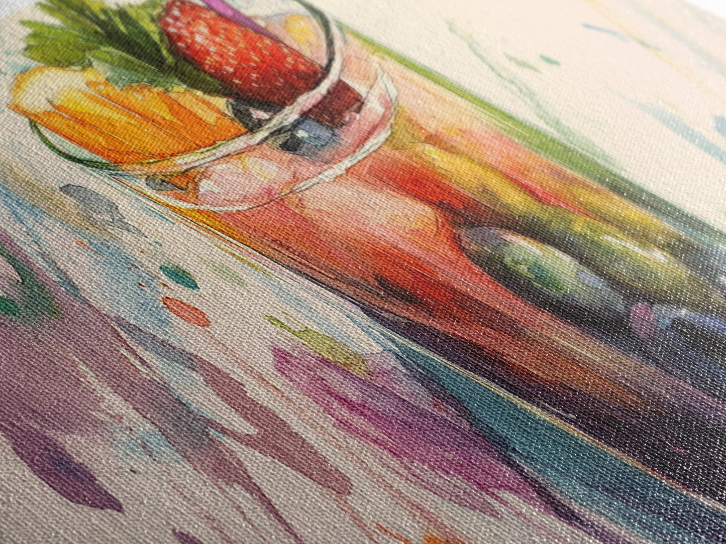 Canvas Print Vibrant Martini Wall Art Fruit of the Spirit Kitchen Art Horizontal Modern Decor Gift Idea Panoramic Painting