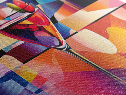 Martini Glass Framed Canvas Print Martini Wall Art Abstract Modern Cocktail Art Kitchen Bar Decor Bold Geometric Wall Artwork