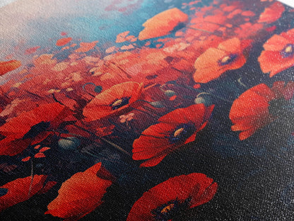 Vibrant Wildflower Framed Canvas Print, California Poppy Art, Rustic Bedroom Art, Boho Farmhouse Wall Decor, Gift Idea for Her