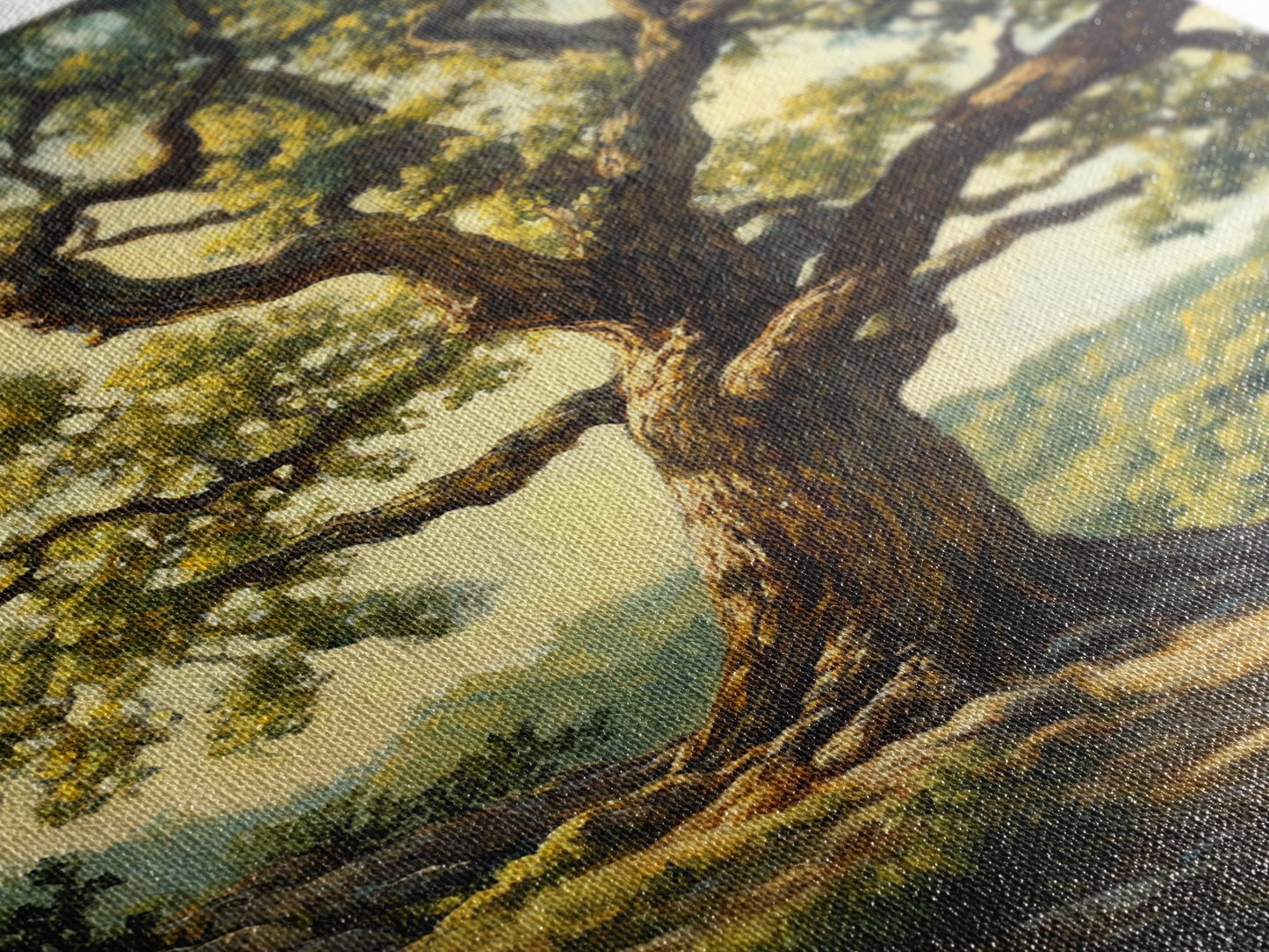 Majestic Oak Tree Framed Canvas Print Rustic Landscape Painting Oak Tree Art Above Couch Decor Living Room Wall Art Gift Idea