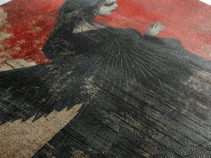 Gothic Angel Red Background Canvas Print Dark Angels Wall Art Moody Gothic Artwork Abstract Art Print Rustic Decor Gift Idea