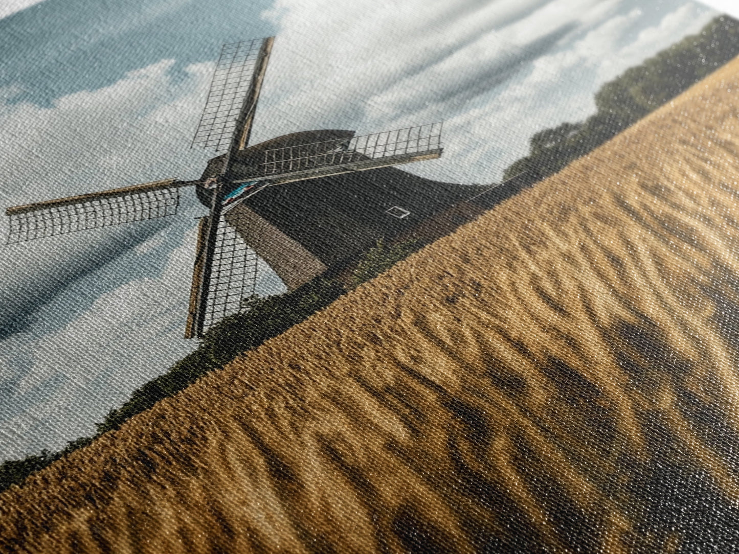 Wheat Field Windmill Framed Canvas Print Rustic Farmhouse Artwork Windmill Wall Art Minimalist Landscape Wall Decor Living Room Art