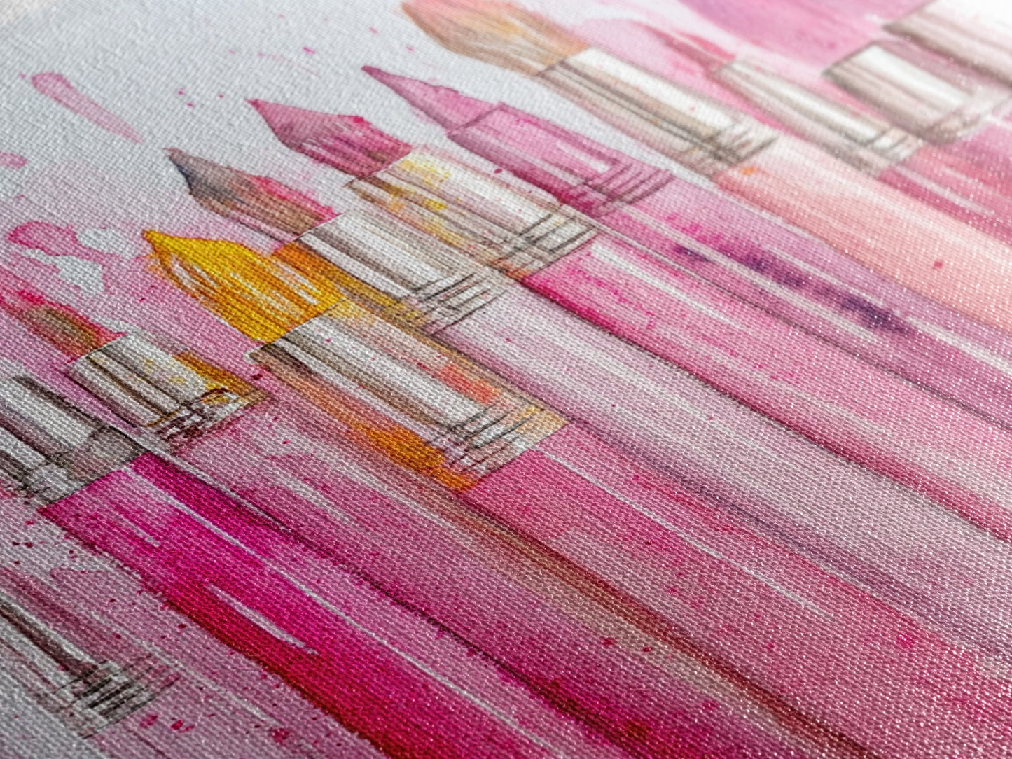 Painterly Brushes Canvas Print Pink Abstract Art Whimsical Art Rustic Decor Minimalist Dorm Wall Art Gift Idea Art Nouveau