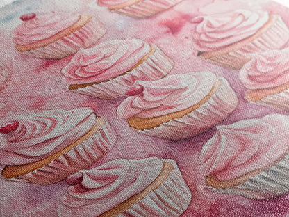 Pink Cupcakes Canvas Print Food Review Kitchen Art Dessert Wall Art Rustic Farmhouse Decor Gift Idea Pastel Whimsical Artwork