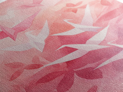 Origami Crane Painting Framed Canvas Print Whimsical Wall Art Light Pink Room Decor Minimalist Art Cherry Blossom Inspired Gift Idea