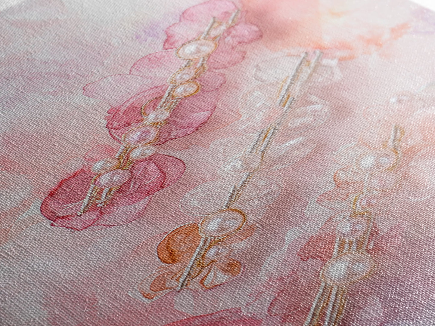 Elegant Floral Hair Accessories Canvas Print, Whimsical Art, Feminine Wall Art, Pink Abstract Art, Light Pink Wall Art, Bedroom Decor