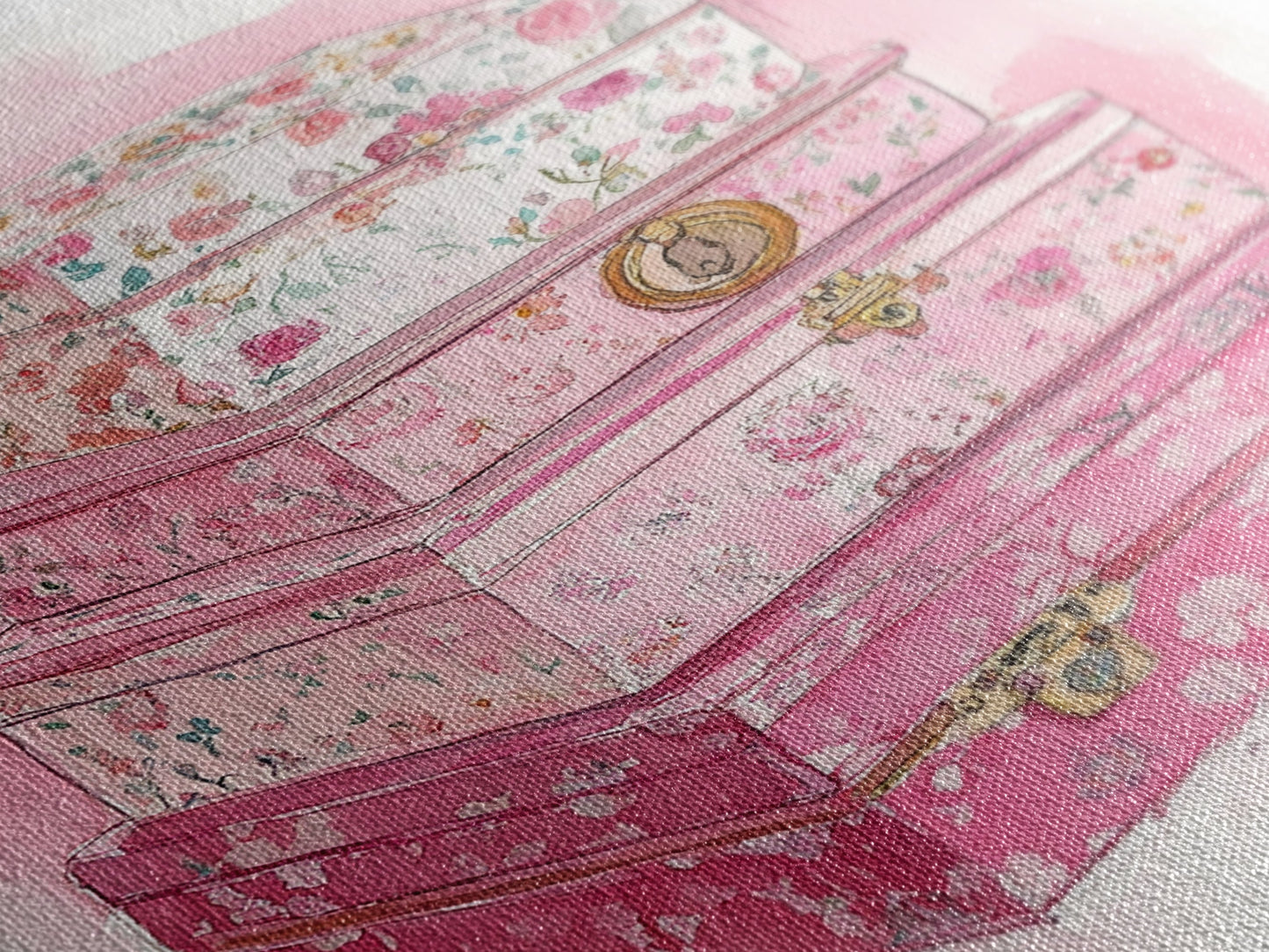 Floral stackable decorative boxes framed canvas print chic boho decor whimsical rustic art idea cozy wall decor charming bedroom addition