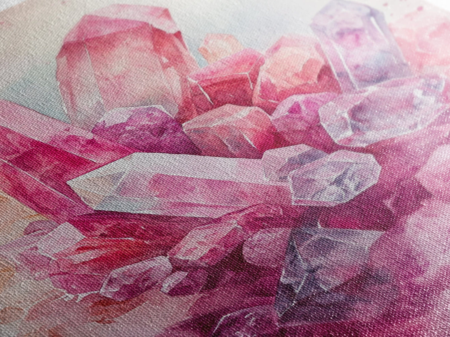 Gemstone Painting Framed Canvas Print Moody Abstract Art in Light Pink Wall Art Bedroom Decor Rustic Aesthetic Living Room Accent