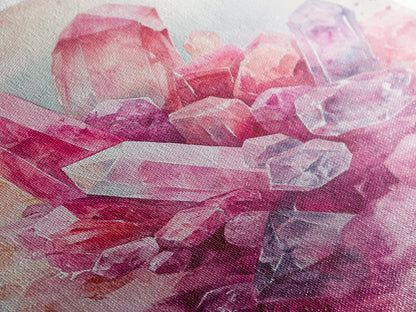 Gemstone Painting Framed Canvas Print Moody Abstract Art in Light Pink Wall Art Bedroom Decor Rustic Aesthetic Living Room Accent