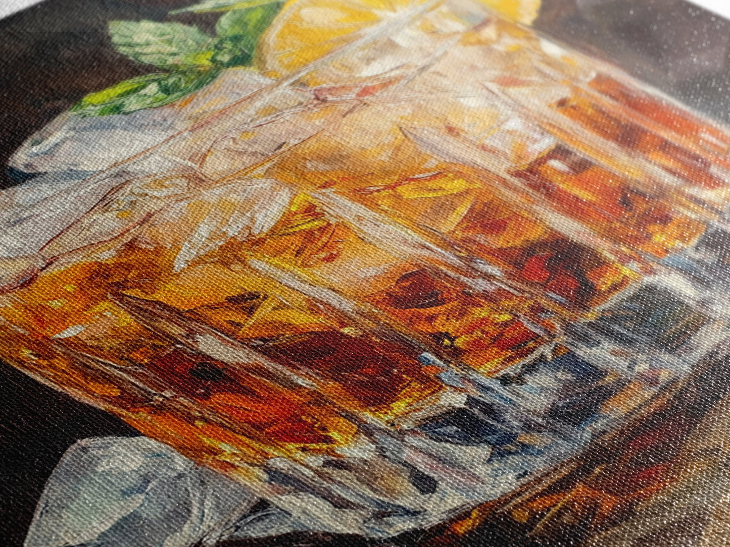 Lemon Whiskey Drink Canvas Print | Bar Kitchen Wall Art | Decor Martini Painting | Living Room Gift Idea for Him Art Print