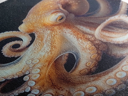 Underwater Octopus Canvas Print | Ocean Nature Painting Art | Coastal Nautical Decor | Rustic Seascape Living Room Wall Artwork