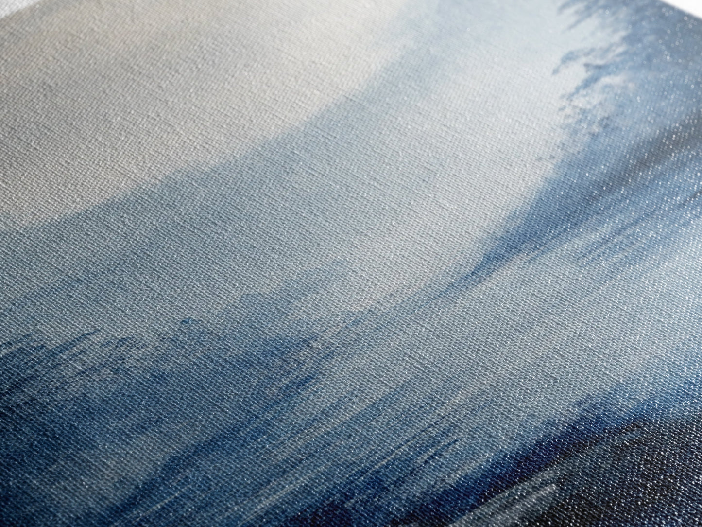 Misty Mountains, smoky mountain art, moody art, panoramic painting, vertical wall art, rustic decor, Canvas Print