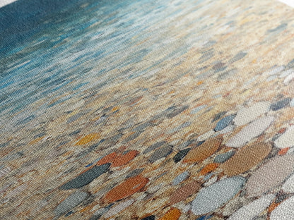 Beach Shoreline, coastal painting, mosaic wall art, ocean decor, nautical wall art, farmhouse art, Framed Canvas Print, rustic decor